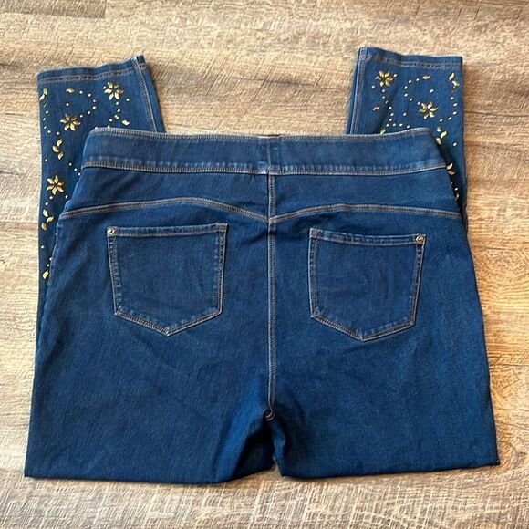 Slim Factor by Investments Plus Skinny Jegging Jeans 1X Beaded Stretch Denim - Picture 6 of 8